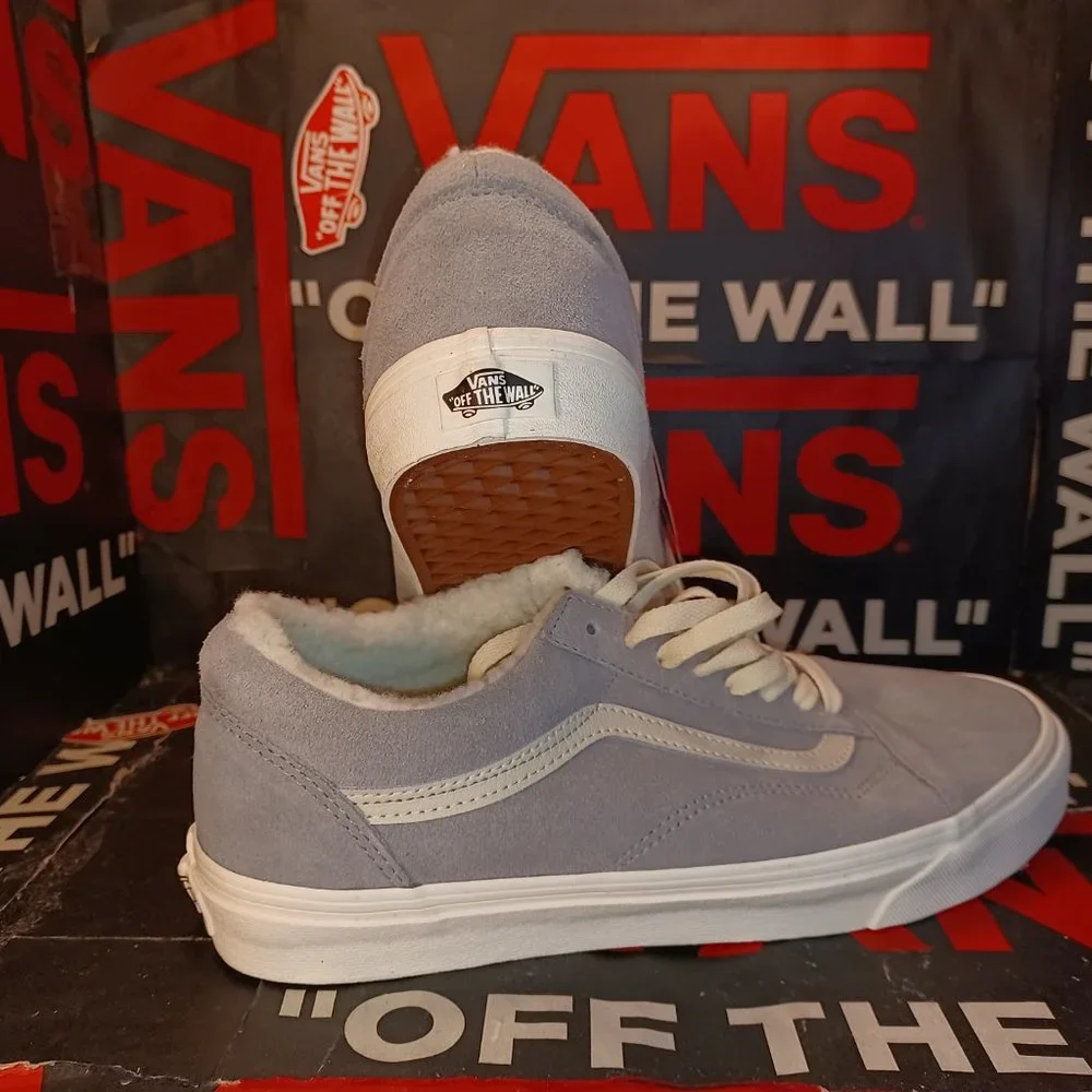 Vans Men 10 Old Skool Cozy Hug Sherpa -- Suede-- Drizzle/Marshmallow VN0005UA6J6